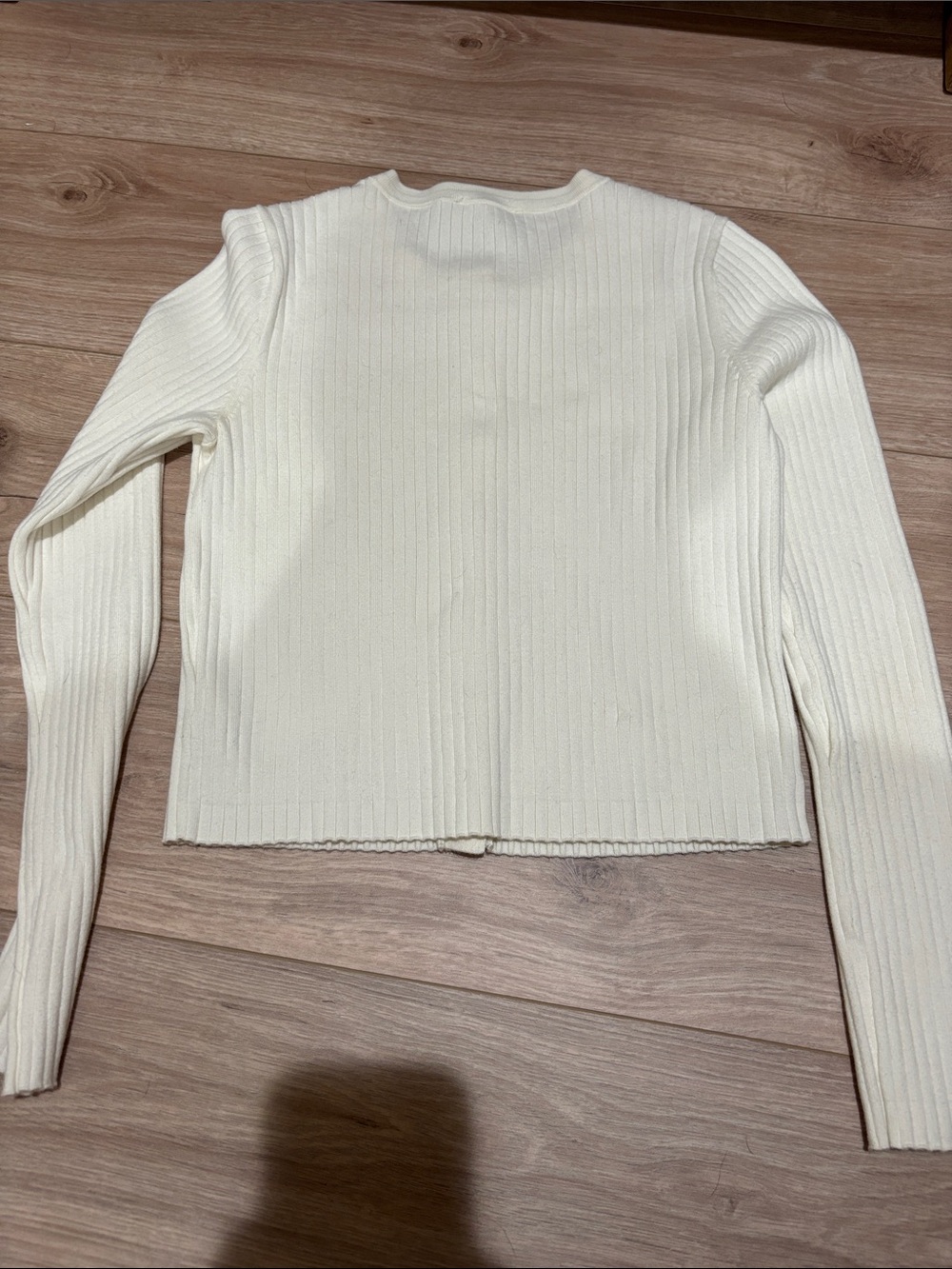 Reformation Ivory Ribbed Cropped Button-Front Cardigan - Picture 4 of 4